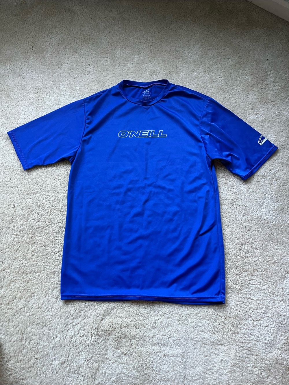 O’Neill Men’s Blue Short Sleeve Rash Guard - Size L - VGUC - UPF 50+ - Stretch